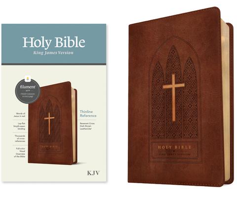 KJV Thinline Reference Bible, Filament Enabled (Leatherlike, Reverent Cross Dark Brown, Red Letter)