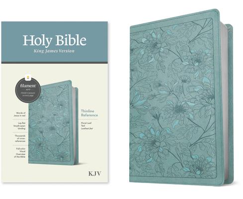 KJV Thinline Reference Bible, Filament Enabled (Leatherlike, Floral Leaf Teal, Red Letter)