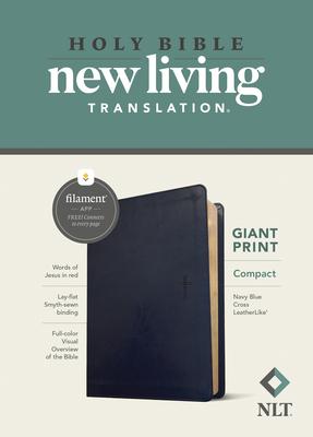 NLT Compact Giant Print Bible, Filament Enabled (Leatherlike, Navy Blue Cross, Red Letter)