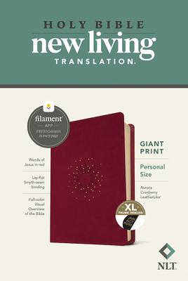 NLT Personal Size Giant Print Bible, Filament Enabled (Leatherlike, Aurora Cranberry, Indexed, Red Letter)