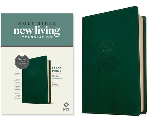 NLT Large Print Thinline Reference Bible, Filament Enabled (Leatherlike, Evergreen Mountain, Red Letter) Subscription