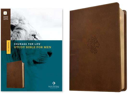 NLT Courage for Life Study Bible for Men, Filament Enabled (Leatherlike, Rustic Brown Lion)