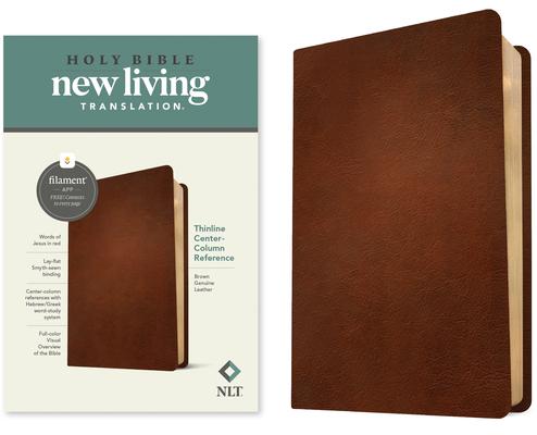 NLT Thinline Center-Column Reference Bible, Filament Enabled (Genuine Leather, Brown, Red Letter)