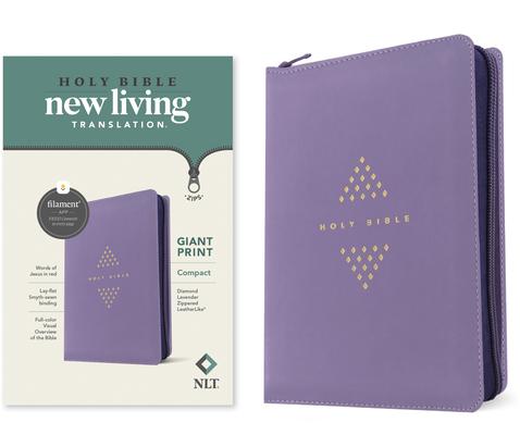 NLT Compact Giant Print Zipper Bible, Filament Enabled (Leatherlike, Diamond Lavender, Red Letter) Subscription
