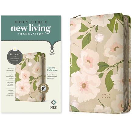 NLT Thinline Reference Zipper Bible, Filament Enabled (Leatherlike, Tender Blossom Taupe, Indexed, Red Letter) Subscription