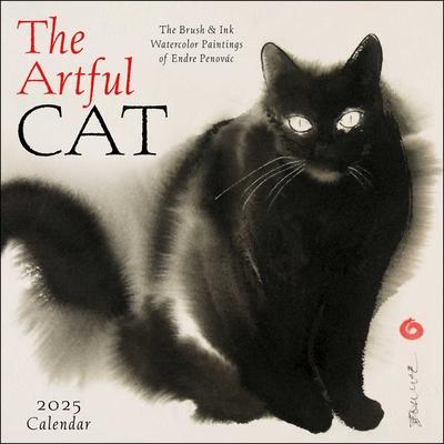 The Artful Cat 2025 Wall Calendar: Brush & Ink Watercolor Paintings by Endre Penovc