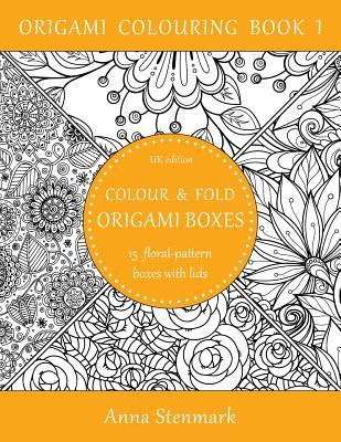 Colour & fold origami boxes - 15 floral-pattern boxes with lids: UK edition