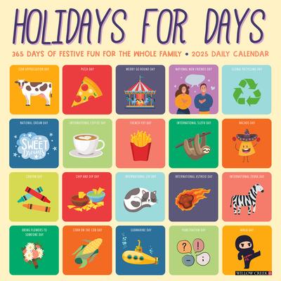 Holidays for Days 2025 12 X 12 Wall Calendar