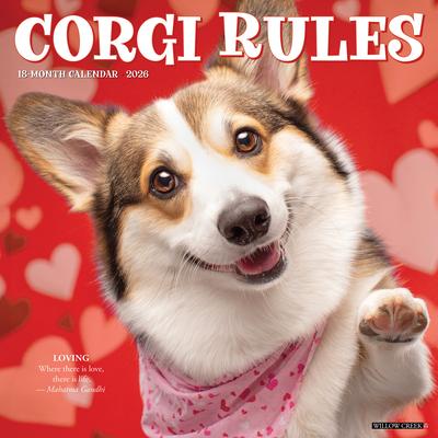Corgi Rules 2026 12 X 12 Wall Calendar