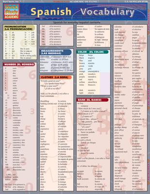 Spanish Vocabulary: A Quickstudy Laminated Reference Guide