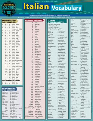 Italian Vocabulary: Quickstudy Laminated Reference Guide