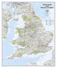 National Geographic England and Wales Wall Map - Classic - Laminated (30 X 36 In)