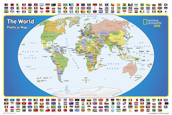 National Geographic World for Kids Wall Map - Laminated (Poster Size: 36 X 24 In)