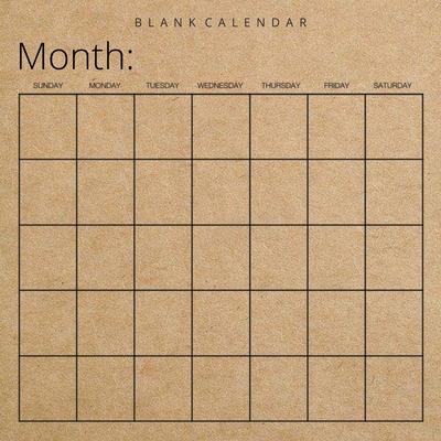 Blank Calendar: Kraft Brown Paper, Undated Planner for Organizing, Tasks, Goals, Scheduling, DIY Calendar Book