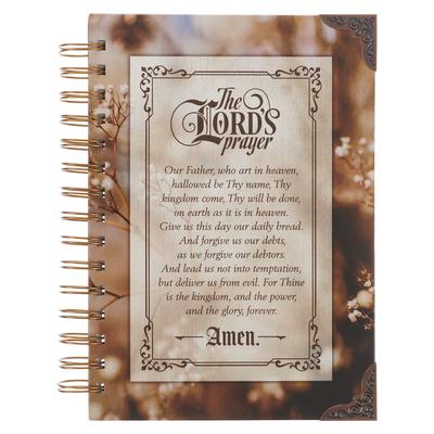 Christian Art Gifts Journal W/Scripture for Men/Women the Lord's Prayer Mathew Bible Verse Brown 192 Ruled Pages, Large Hardcover Notebook, Wire Bound