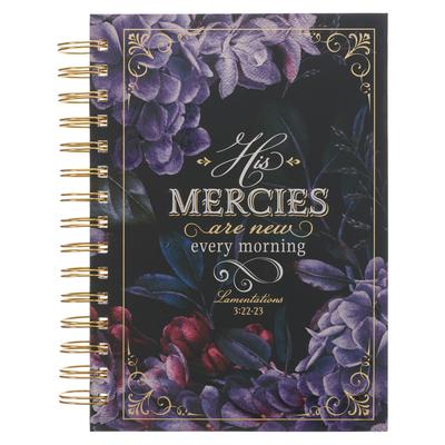 Christian Art Gifts Journal W/Scripture for Women His Mercies Are New Lamentations 3: 22-23 Bible Verse Purple Roses 192 Ruled Pages, Large Hardcover
