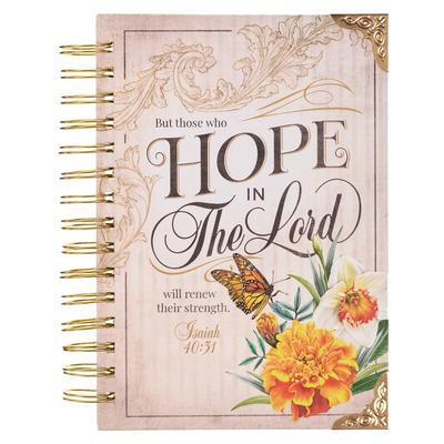 Christian Art Gifts Journal W/Scripture for Women Hope in the Lord Isaiah 40:31 Butterfly Deep Ocean Blue 192 Ruled Pages, Large Hardcover Notebook, W