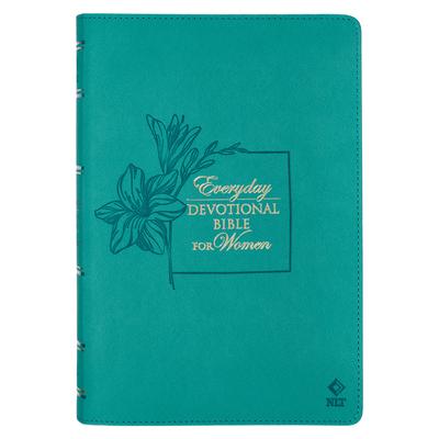 NLT Holy Bible Everyday Devotional Bible for Women New Living Translation Vegan Leather, Teal Debossed Subscription