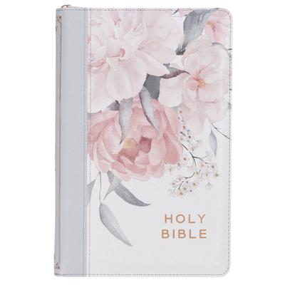 KJV Bible Deluxe Gift Faux Leather Floral Printed W/Zipper