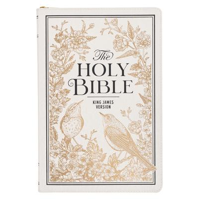 KJV Bible Thinline LP White and Gold W/Zipper