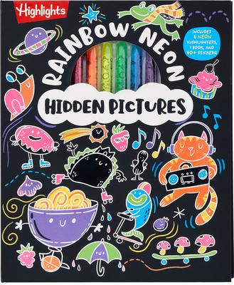Rainbow Neon Hidden Pictures: Rainbow Activity Book with Neon Markers and Over 40 Stickers, Fun Sticker Puzzle Book for Creative Kids Ages 612
