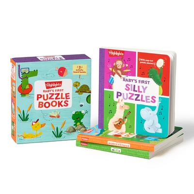 Baby's First Puzzle Books: Interactive Board Books for Babies and Toddlers, 3 Fun Activity Books with Foam Puzzle Pieces, Mazes, Silly Scenes for