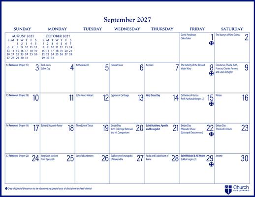 2027 Parish Wall Calendar: September 2026 to December 2027 Subscription