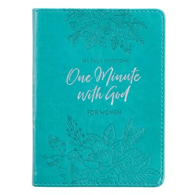 One-Minute with God for Women 365 Daily Devotions for Refreshment and Encouragement Teal Faux Leather Flexcover Gift Book Devotional W/Ribbon Marker