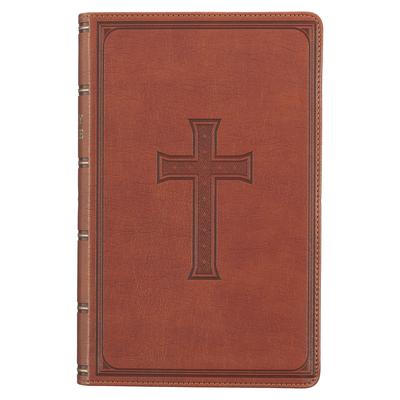 KJV Holy Bible, Giant Print Standard Size Faux Leather Red Letter Edition - Ribbon Marker, King James Version, Brown