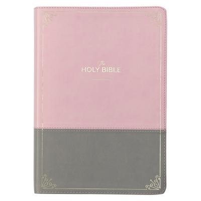 KJV Holy Bible, Super Giant Print Faux Leather Red Letter Edition - Ribbon Marker, King James Version, Pink/Gray