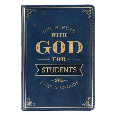 One Minute with God for Students Devotional, Navy Faux Leather Flexcover