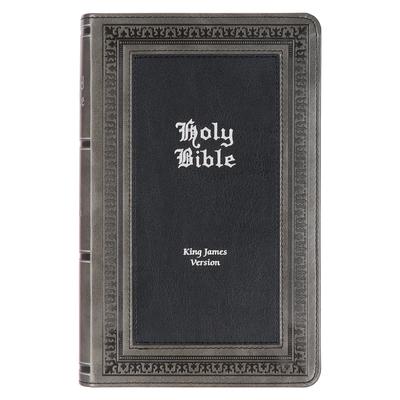 KJV Holy Bible, Giant Print Standard Size Faux Leather Red Letter Edition - Thumb Index & Ribbon Marker, King James Version, Gray/Black