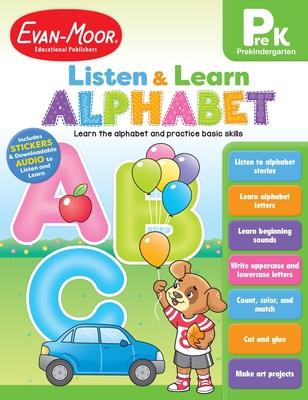 Alphabet, Prek Workbook: Listen and Learn Audio Workbook, Phonemic Awareness and Phonics