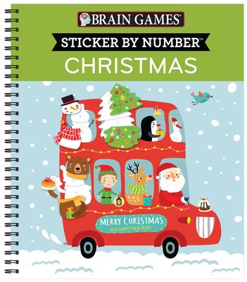 Brain Games - Sticker by Number: Christmas (Bus Cover) [With Sticker(s)]