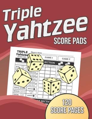 Triple Yahtzee Score Pads: 120 Score Pages, Large Print Size 8.5 x 11 ...