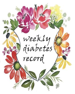 Weekly Diabetes Record: Flower Cover, Enough For 106 Weeks or 2 Years, Blood Sugar / Insulin Dose & Grams Carb Tracker, 4 Time Before-After (B