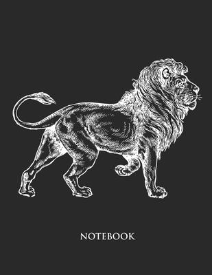 Lion Notebook: Hand Writing Notebook - Large (8.5 x 11 inches) - 110 Numbered Pages - Black Softcover