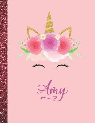 Amy: Amy Marble Size Unicorn SketchBook Personalized White Paper for Girls and Kids to Drawing and Sketching Doodle Taking