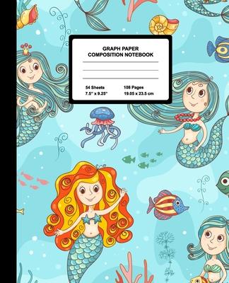 Graph Paper Composition Notebook: Quad Ruled 4 Squares Per Inch Sheets, Math and Science Grid Note Book for Elementary Students, Beautiful Mermaid