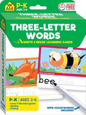 School Zone Three-Letter Words Write & Reuse Learning Cards