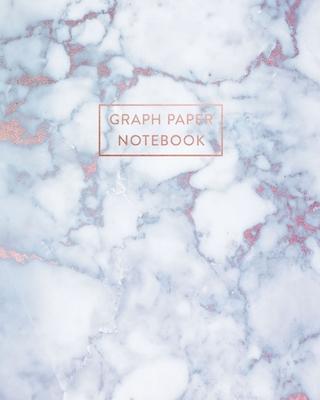 Graph Paper Notebook: Radiant Moonstone, White Grey Marble - 8 x 10 - 5 x 5 Squares per inch - 100 Quad Ruled Pages - Cute Graph Paper Compo