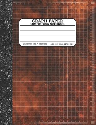 Graph Paper Composition Notebook: Math and Science Lover Graph Paper Cover Watercolor Orange (Quad Ruled 5 squares per inch, 120 pages) Birthday Gifts