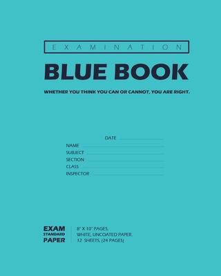 Examination Blue Book, Wide Ruled, 12 Sheets (24 Pages), Blank Lined, Write-in Booklet (Royal Blue)