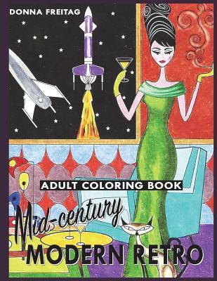 Mid-century Modern Retro Adult Coloring Book