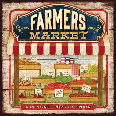 Farmer's Market 2025 12 X 24 Inch Monthly Square Wall Calendar Featuring the Artwork of Mollie B. Plastic-Free