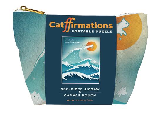 Catffirmations Portable Puzzle: 500-Piece Jigsaw & Canvas Pouch