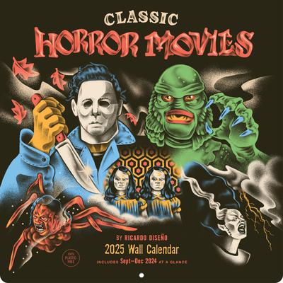 Classic Horror Movies 2025 Wall Calendar