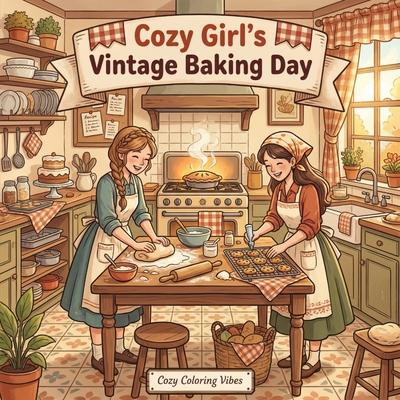 Cozy Girl's Vintage Baking Day: Cute Hygge Coloring Book for Adults & Teens Easy Bold Line Retro Aprons, Rolling Pins, Recipe Cards, Pie Counters & Ol Subscription