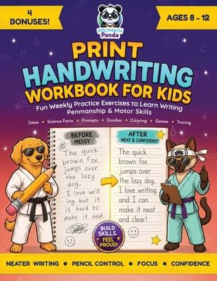 Print Handwriting Workbook for Kids 8-12: Fun Weekly Practice Exercises to Learn Writing, Penmanship & Motor Skills with Jokes, Science Facts & Prompt Subscription