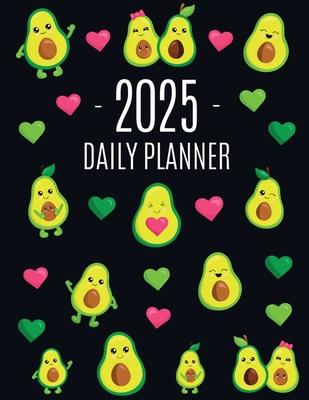 Avocado Daily Planner 2025: Funny & Healthy Fruit Organizer: January-December (12 Months) Cute Green Berry Year Scheduler with Pretty Pink Hearts